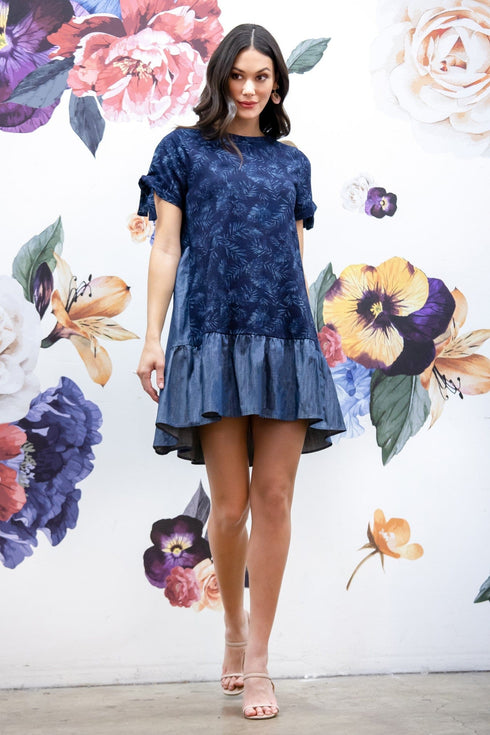 Short Sleeve Navy Mini Dress
